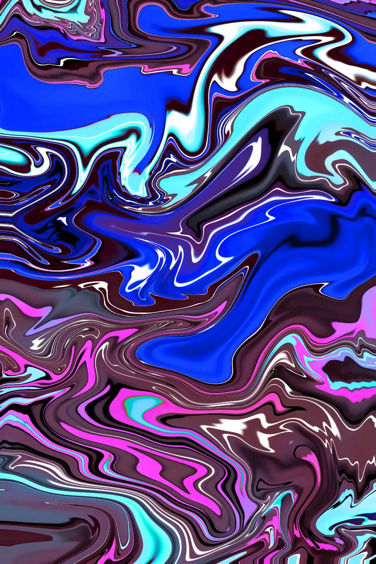 Abstract colorful swirl pattern with blue, purple, and pink hues.