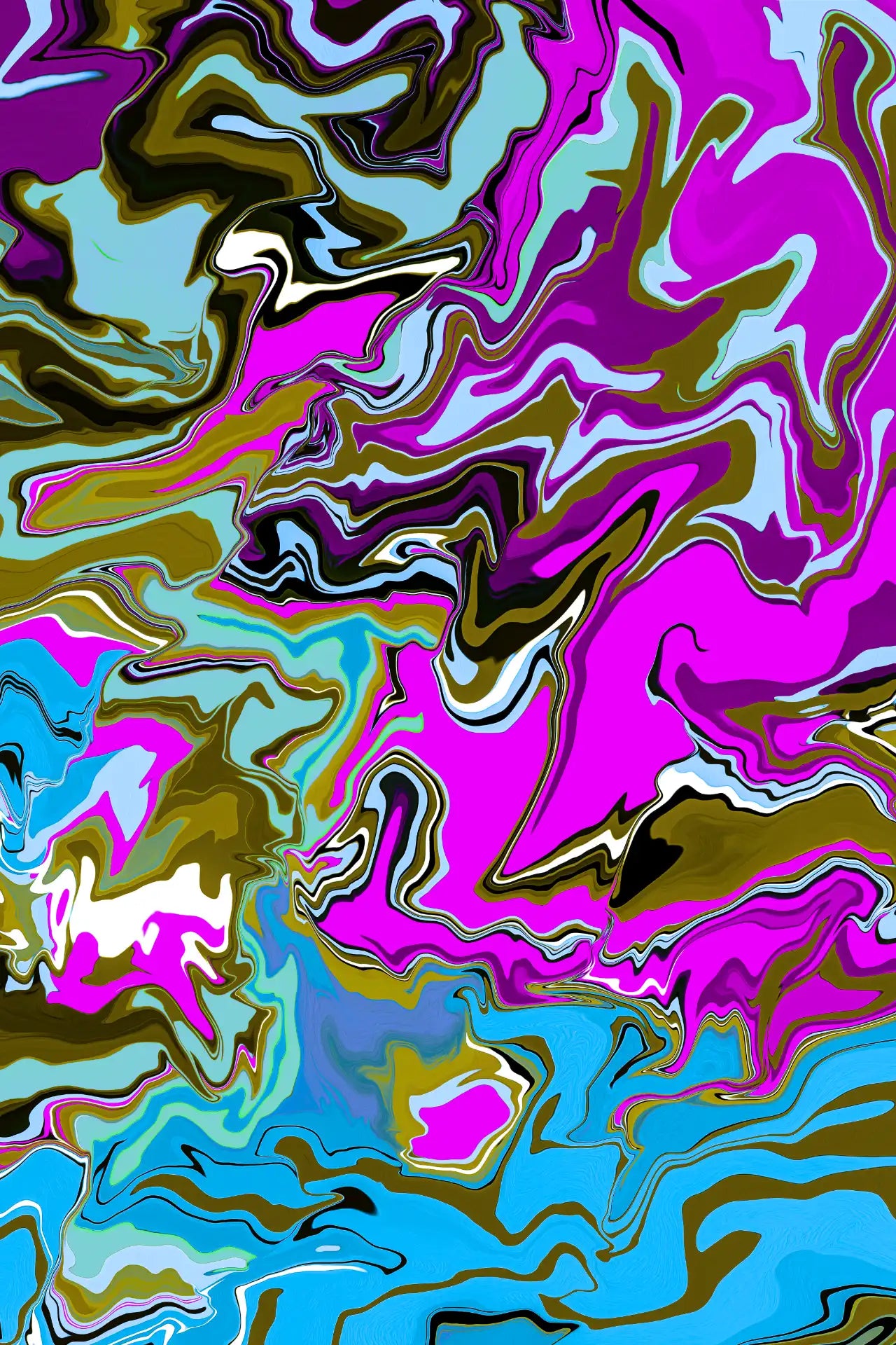 Abstract art with swirling colors including pink, blue, and brown.