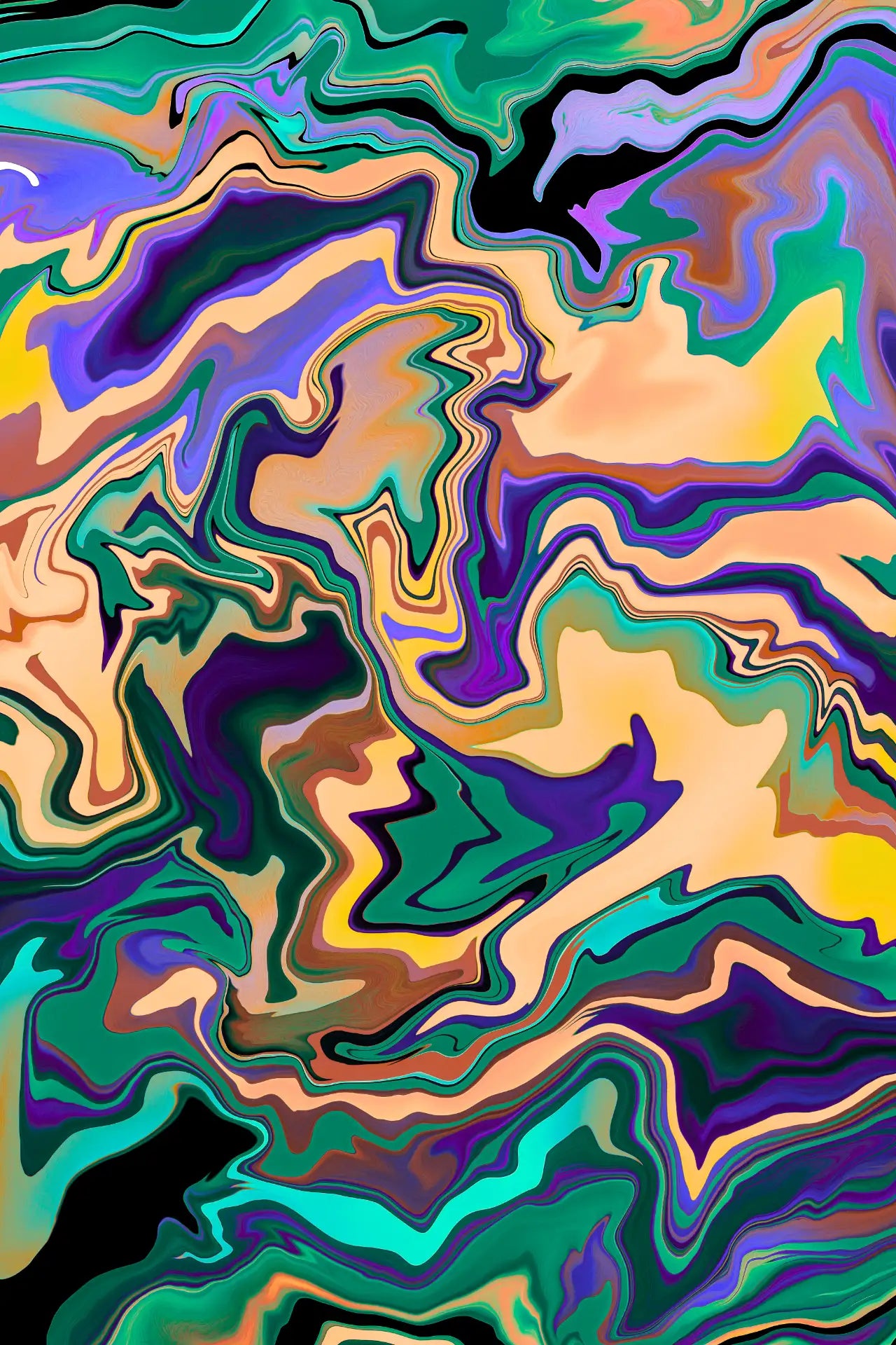 Abstract multicolored pattern with wavy textures