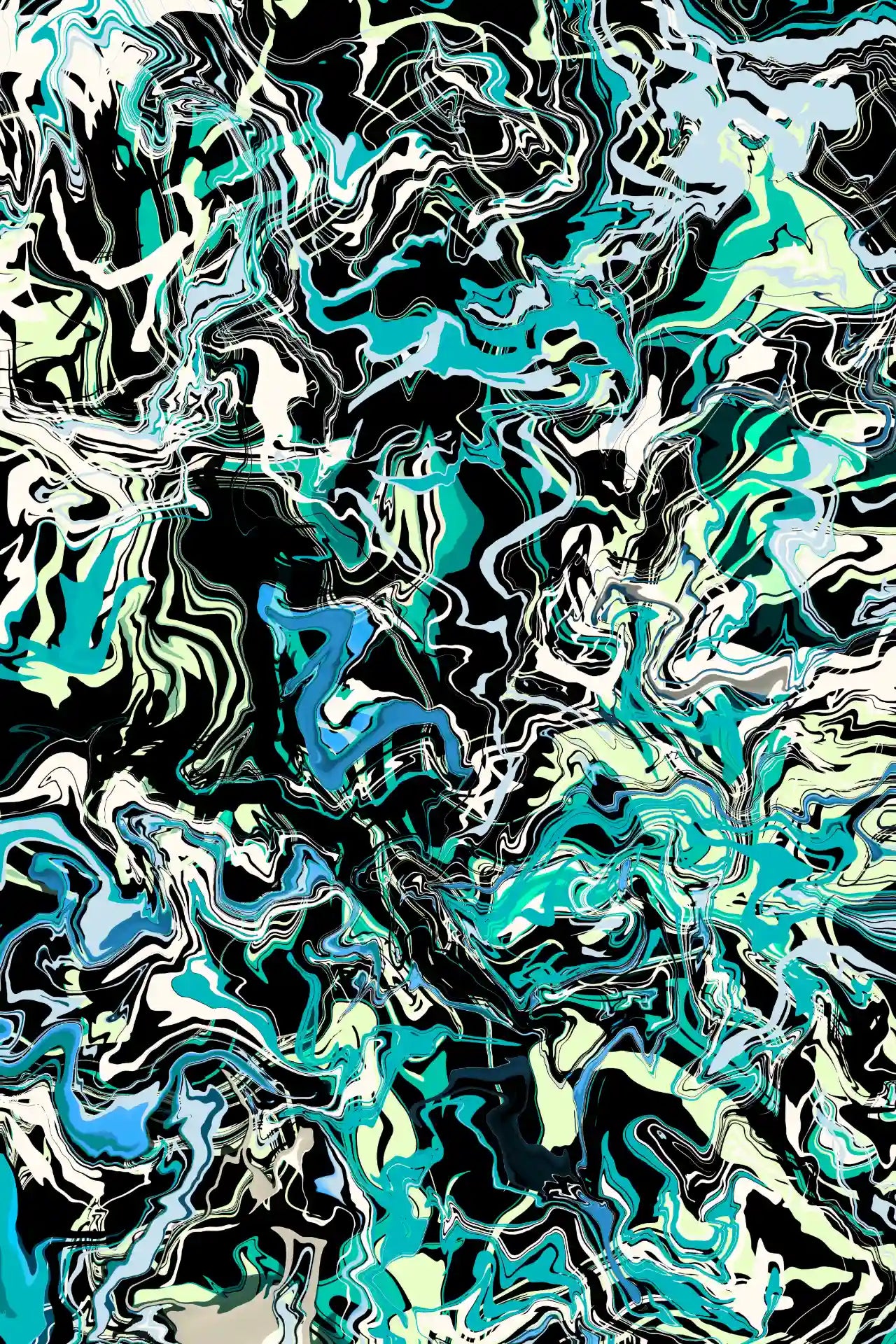 Abstract pattern with swirling colors on a black background