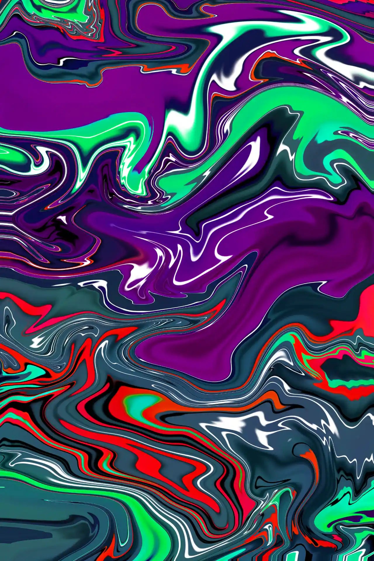 Colorful abstract pattern with swirling colors on a dark background