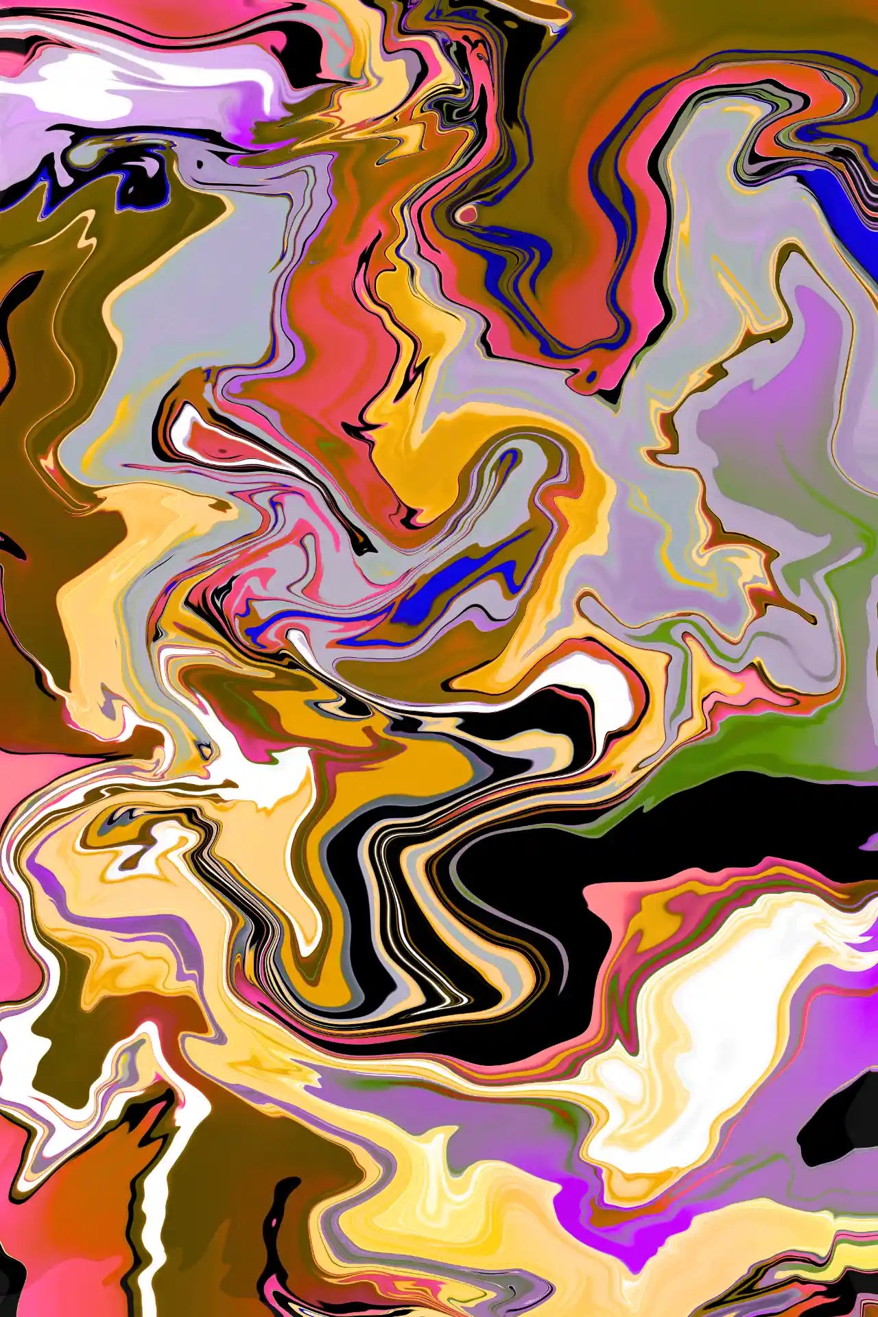 Abstract art with swirling colors on a colorful background