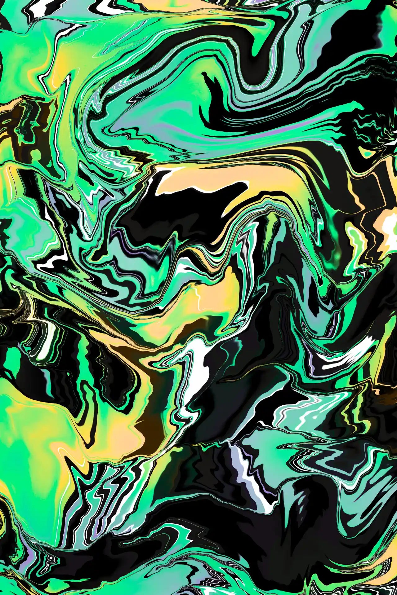Abstract colorful pattern with green, black, and yellow colors.