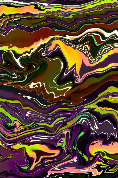Abstract multicolored pattern with wavy lines on a black background