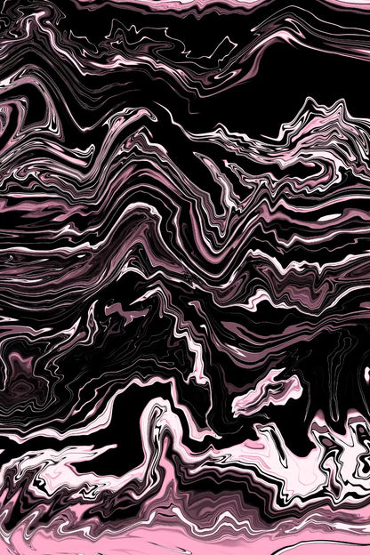 Abstract wavy pattern in black and pink on a black background