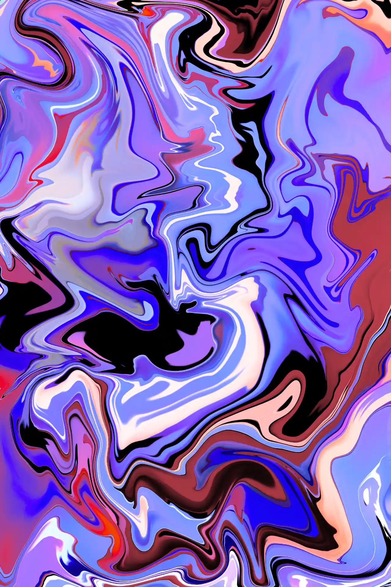 Abstract art with swirling colors on a black background
