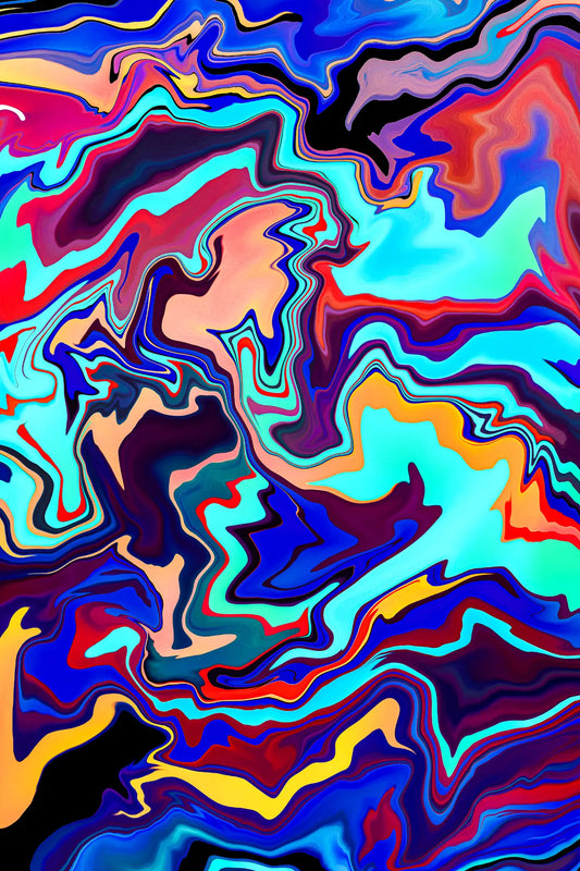 Abstract colorful pattern with swirling colors on a dark background