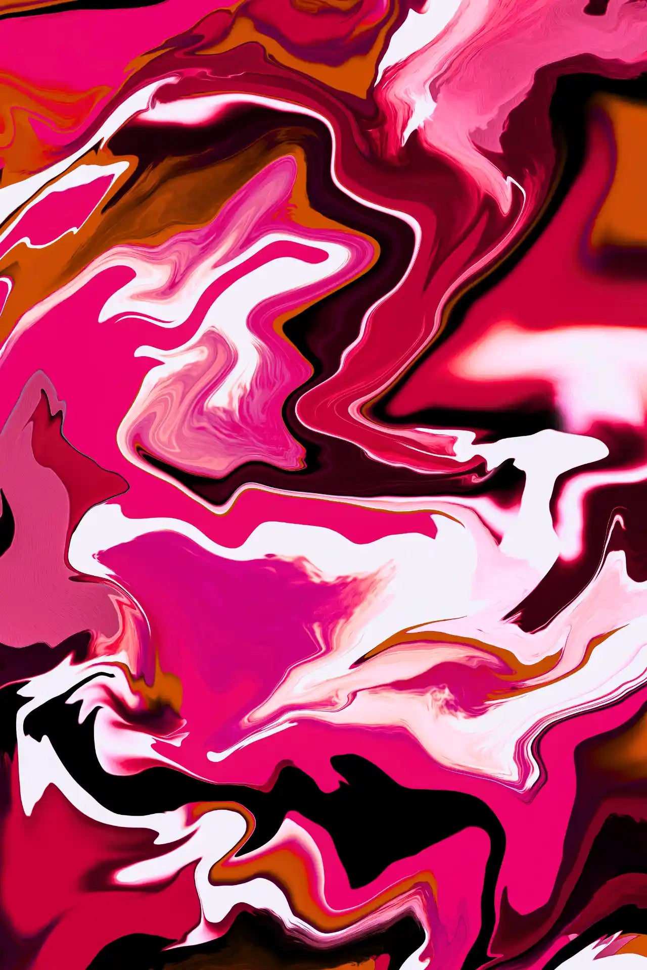 Abstract art with swirling pink, white, and black colors