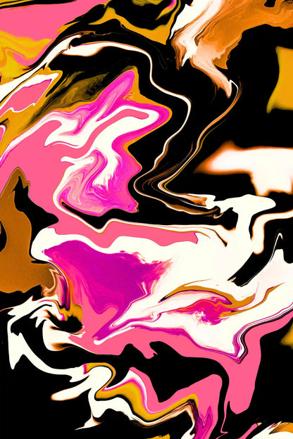 Abstract art with pink, black, and white colors