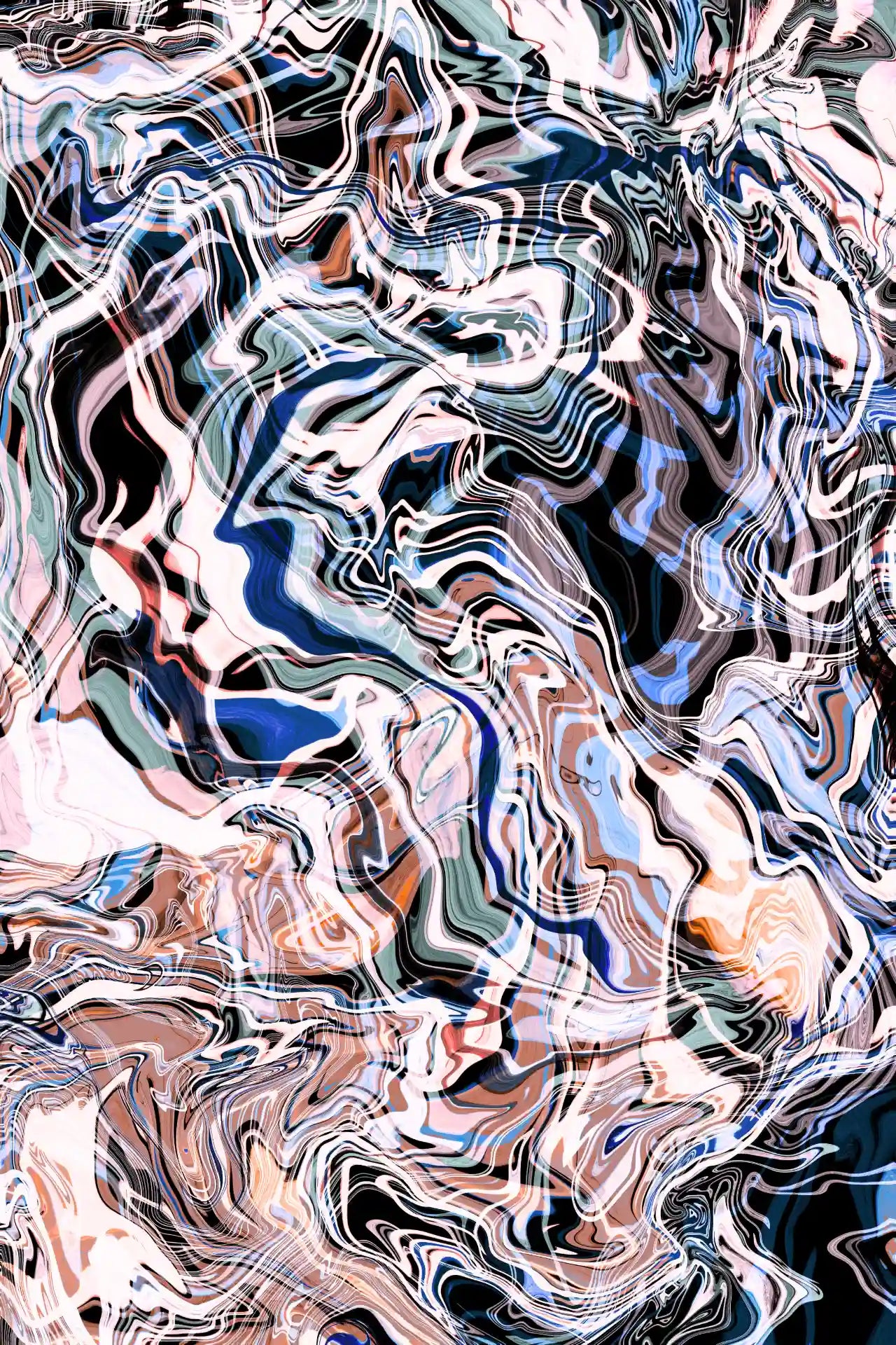 Abstract multicolored pattern with wavy lines