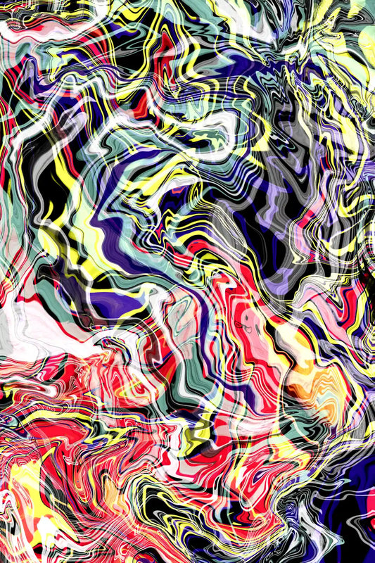 Abstract multicolored pattern with swirling colors on a clear background