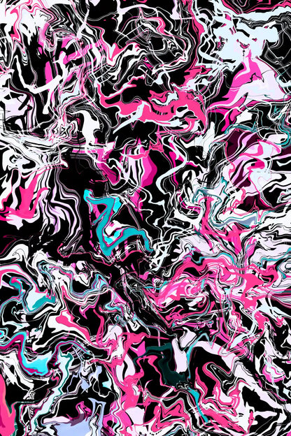 Digital pour artwork with fluid abstract patterns, smooth paint textures, and dynamic flowing movement.