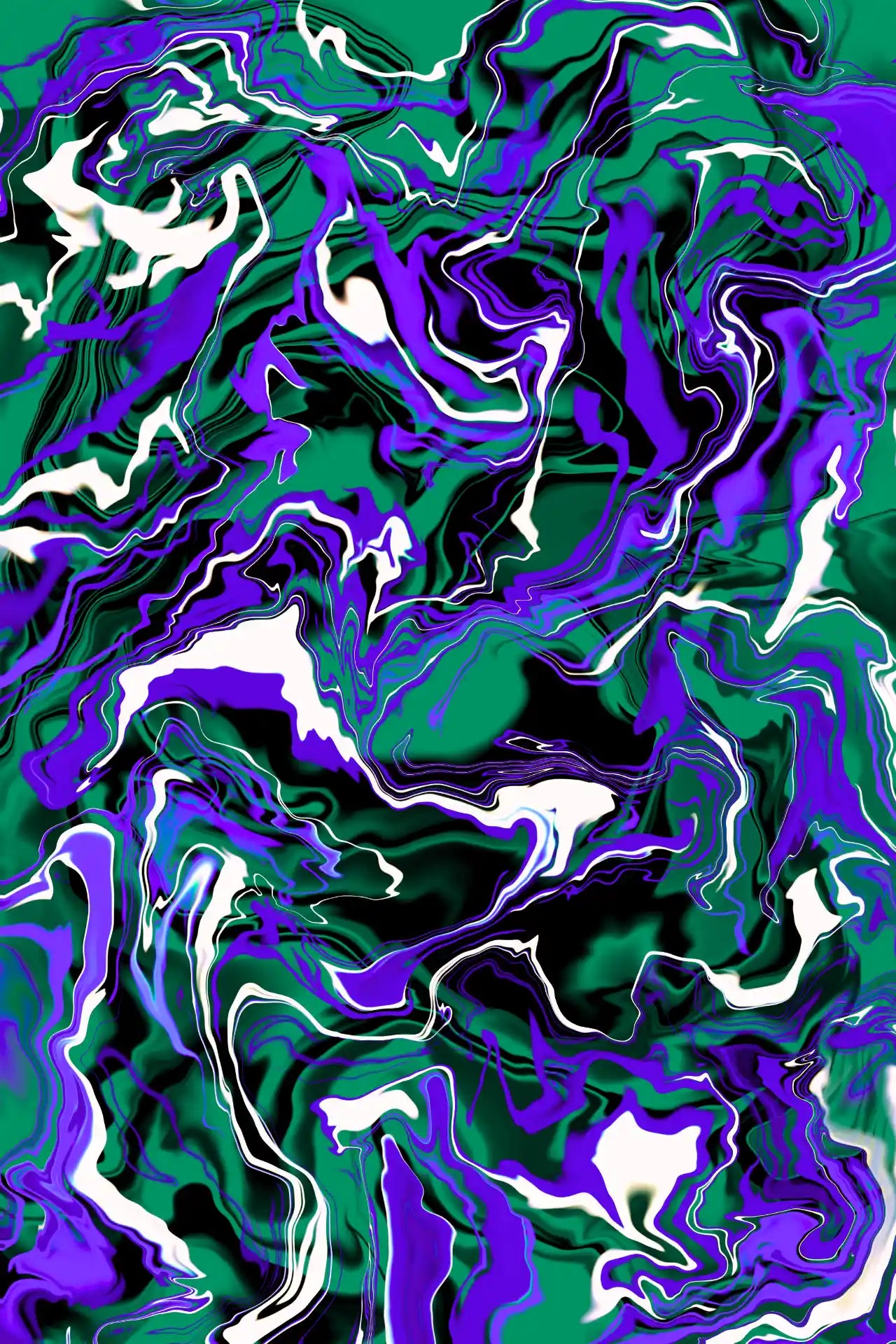 Abstract pattern with swirling green and purple colors