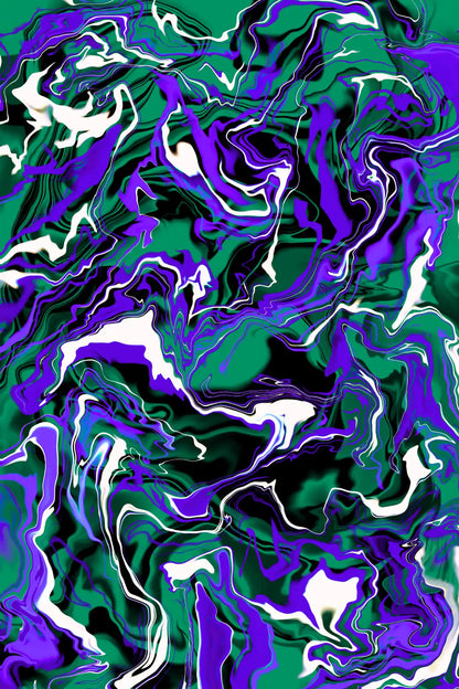 Abstract pattern with swirling green and purple colors