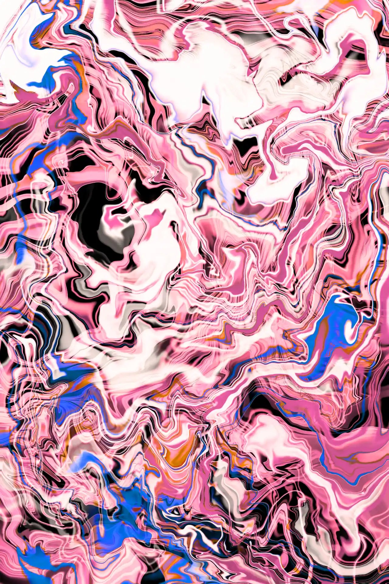 Abstract colorful pattern with pink, blue, and black colors.