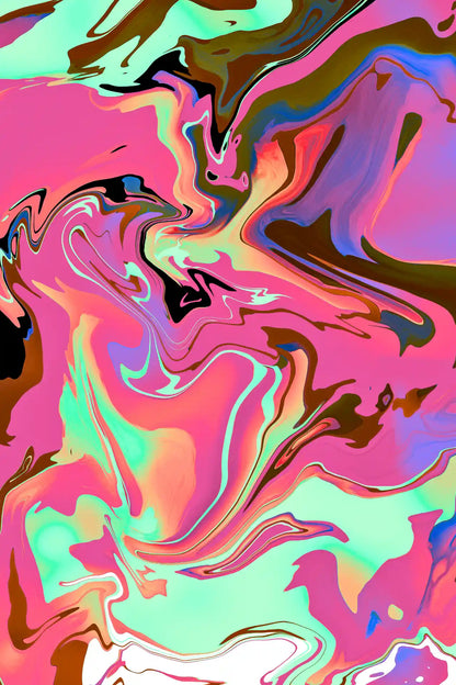 Abstract colorful pattern with pink, green, and brown hues.