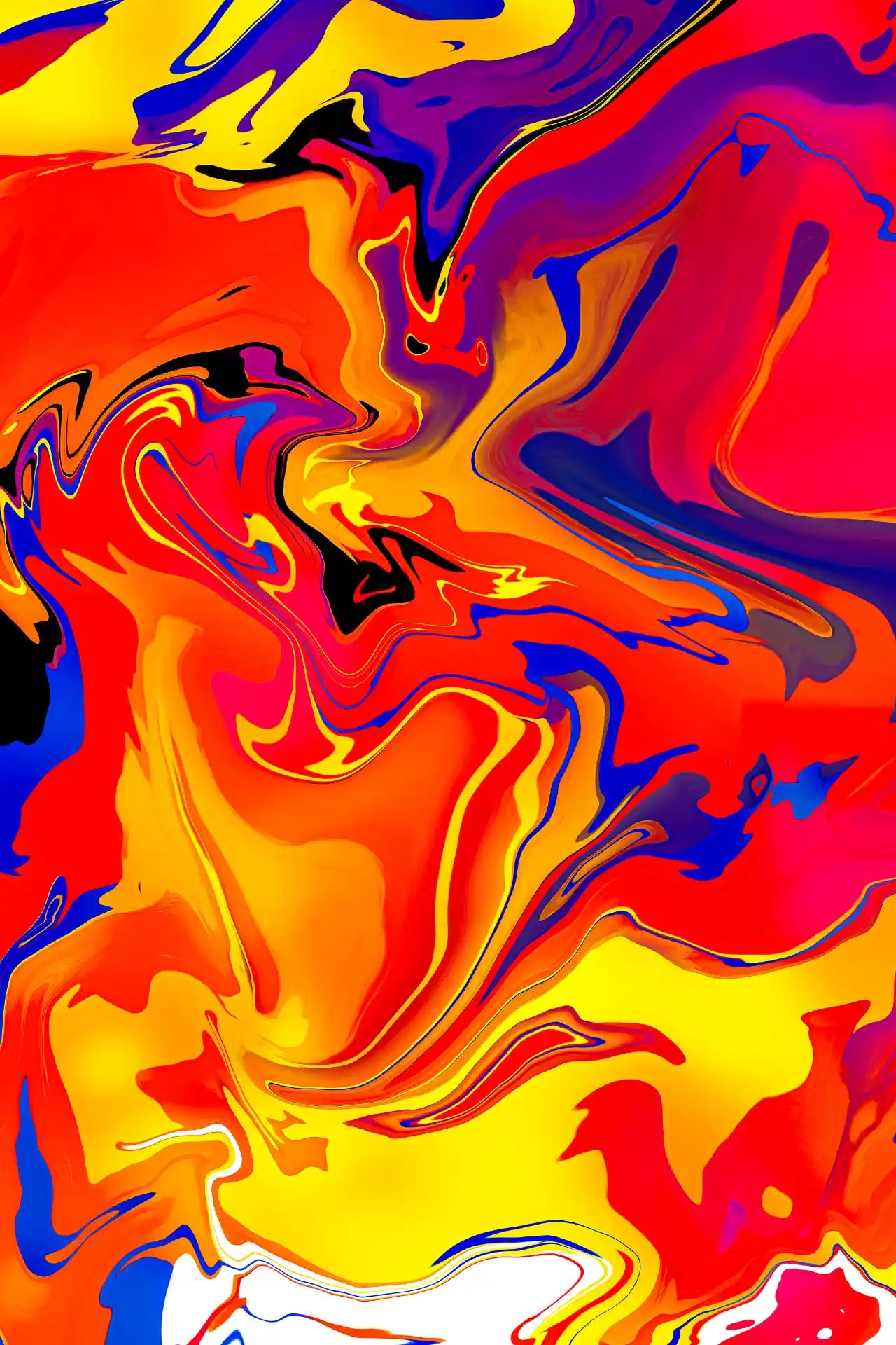 Abstract art with swirling colors on a white background