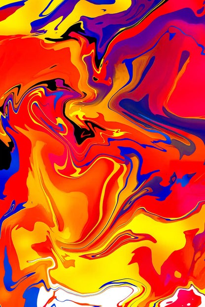 Abstract art with swirling colors on a white background