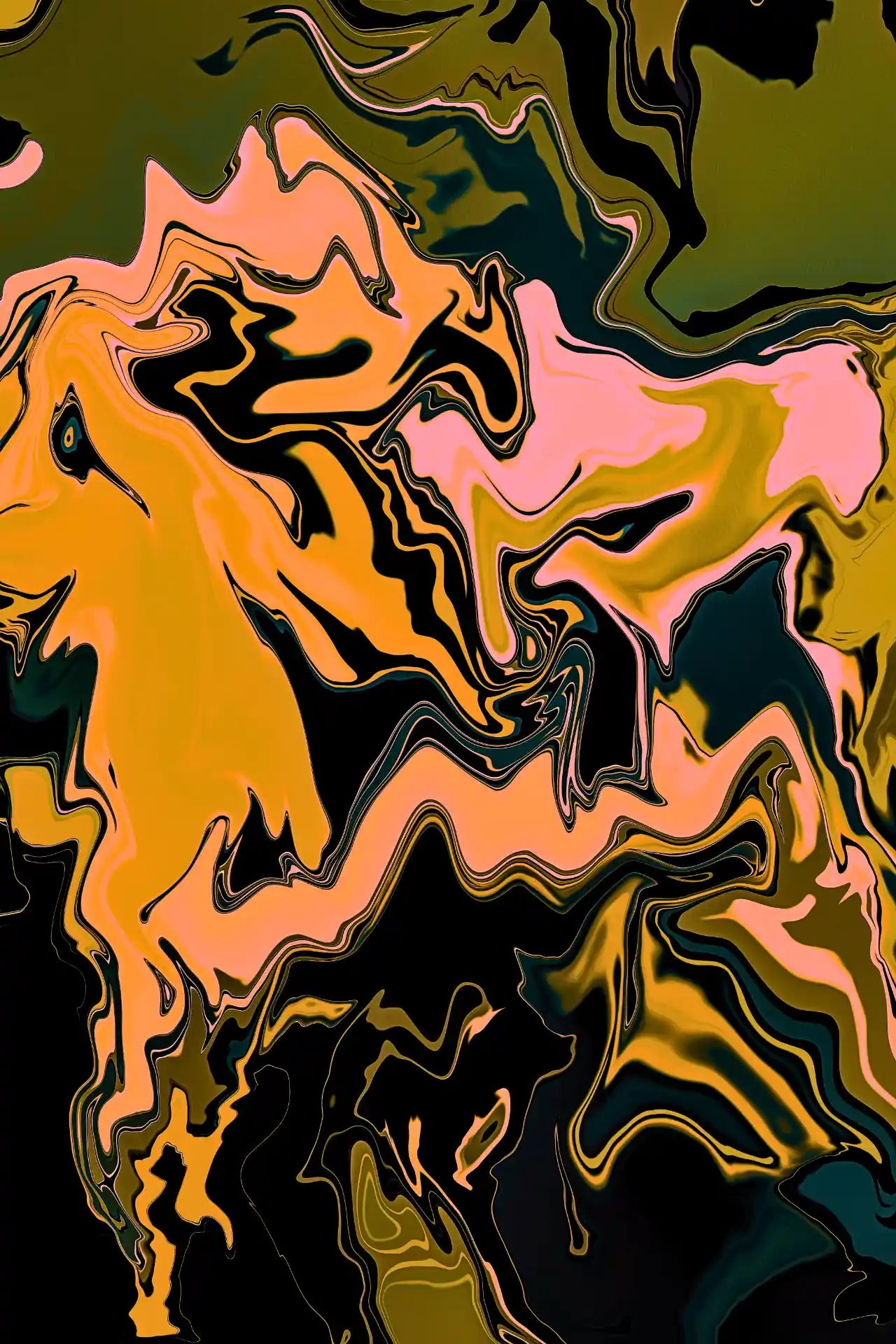 Abstract art with swirling colors on a dark background