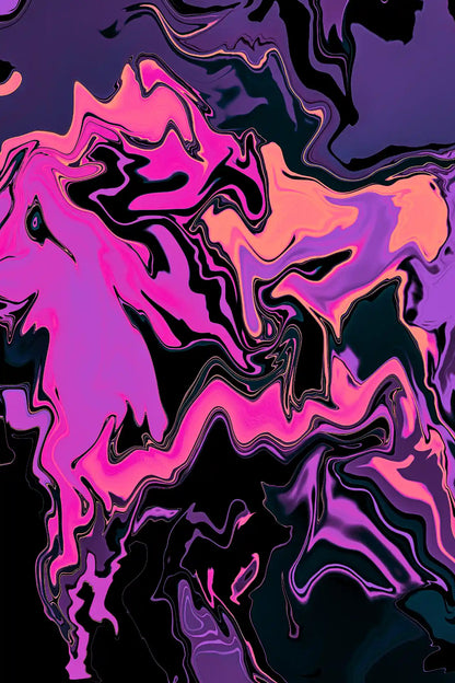 Abstract art with pink, purple, and black colors.