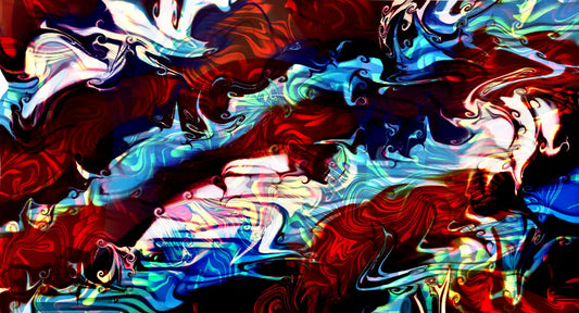 Abstract artwork with swirling colors and patterns