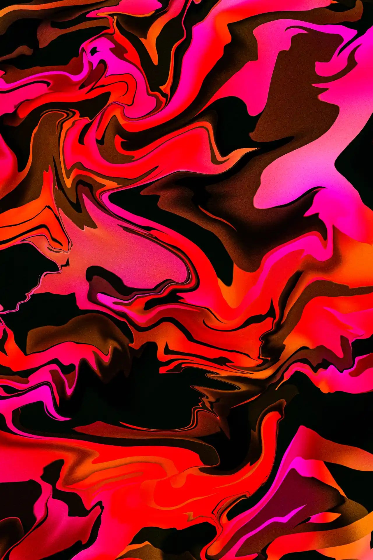 Abstract art with swirling pink, red, and black colors.