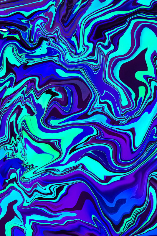 Abstract colorful pattern with swirling blue, green, and purple colors.